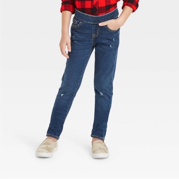Girls' Mid-Rise Pull-on Jeggings Pants - Denim - Cat & Jack™ - Size 14 Plu - Picture 3 of 3